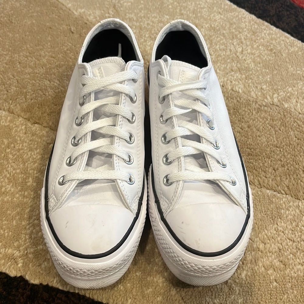 Leather platform converse